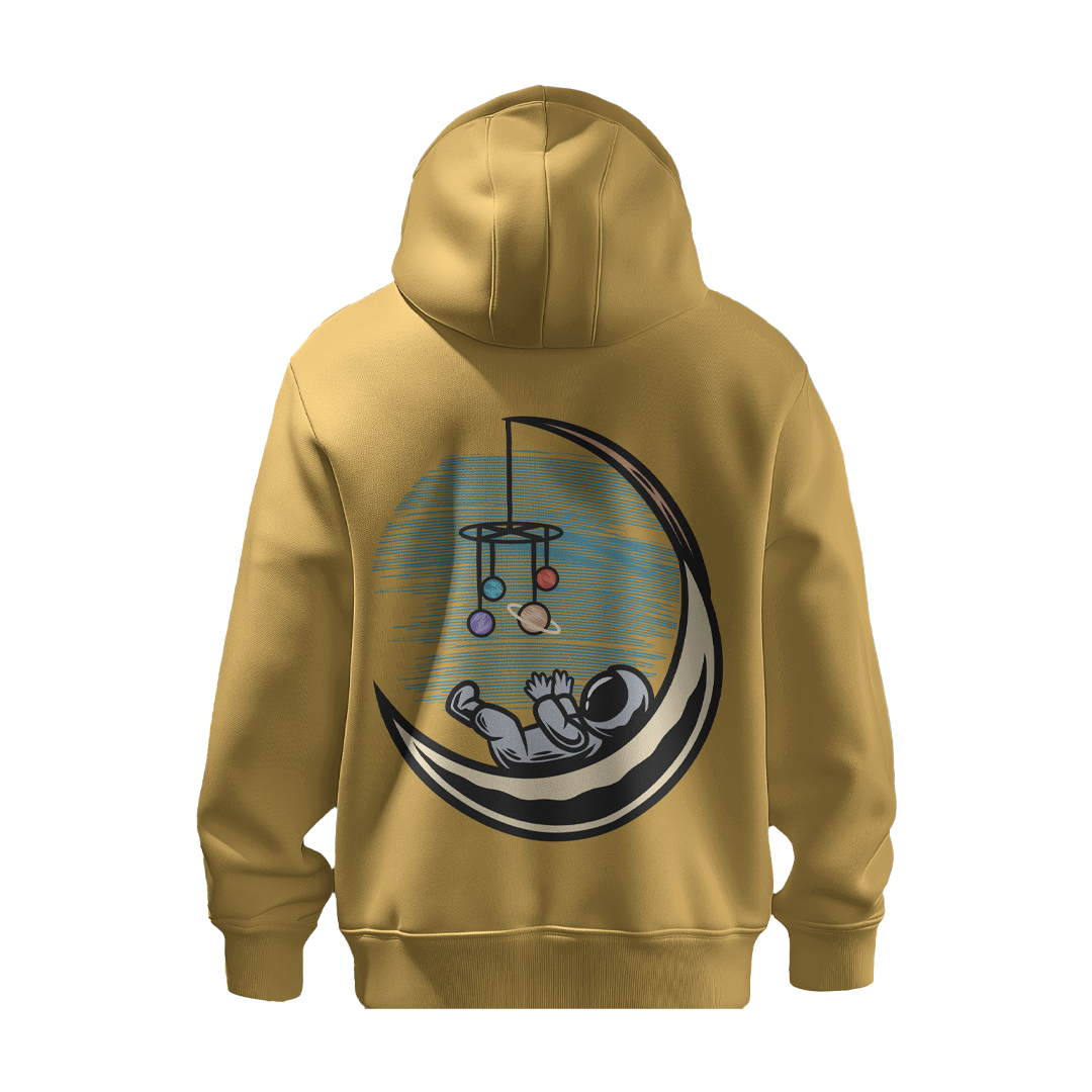 BULL CLOTHING Astronaut Baby Moon Graphic Hoodie | 60% Cotton 40% Poly | 280 GSM | Unisex Casual Sweatshirt | Trendy Space Print Winter Hoodie