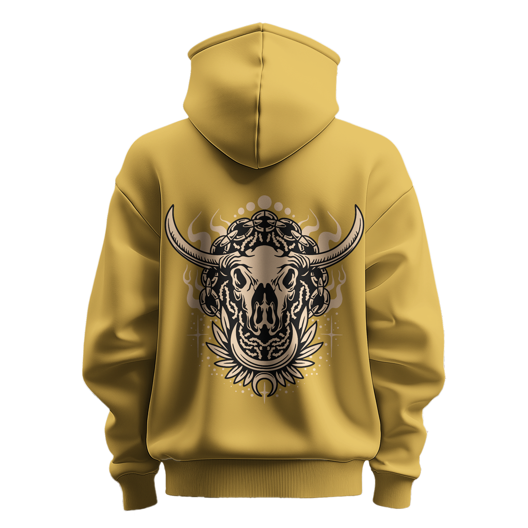 BULL CLOTHING Men's Bull Skull Graphic Hoodie | 60% Cotton, 40% Polyester Blend | 280 GSM for Ultimate Comfort and Durability