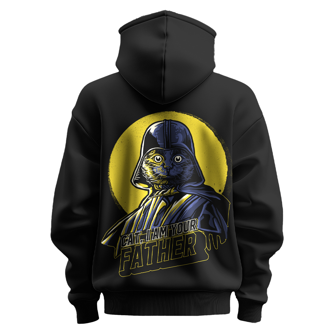BULL CLOTHING Men's Cat, I Am Your Father" Graphic Hoodie | 60% Cotton / 40% Polyester | 280 GSM Fleece for Ultimate Comfort and Durability
