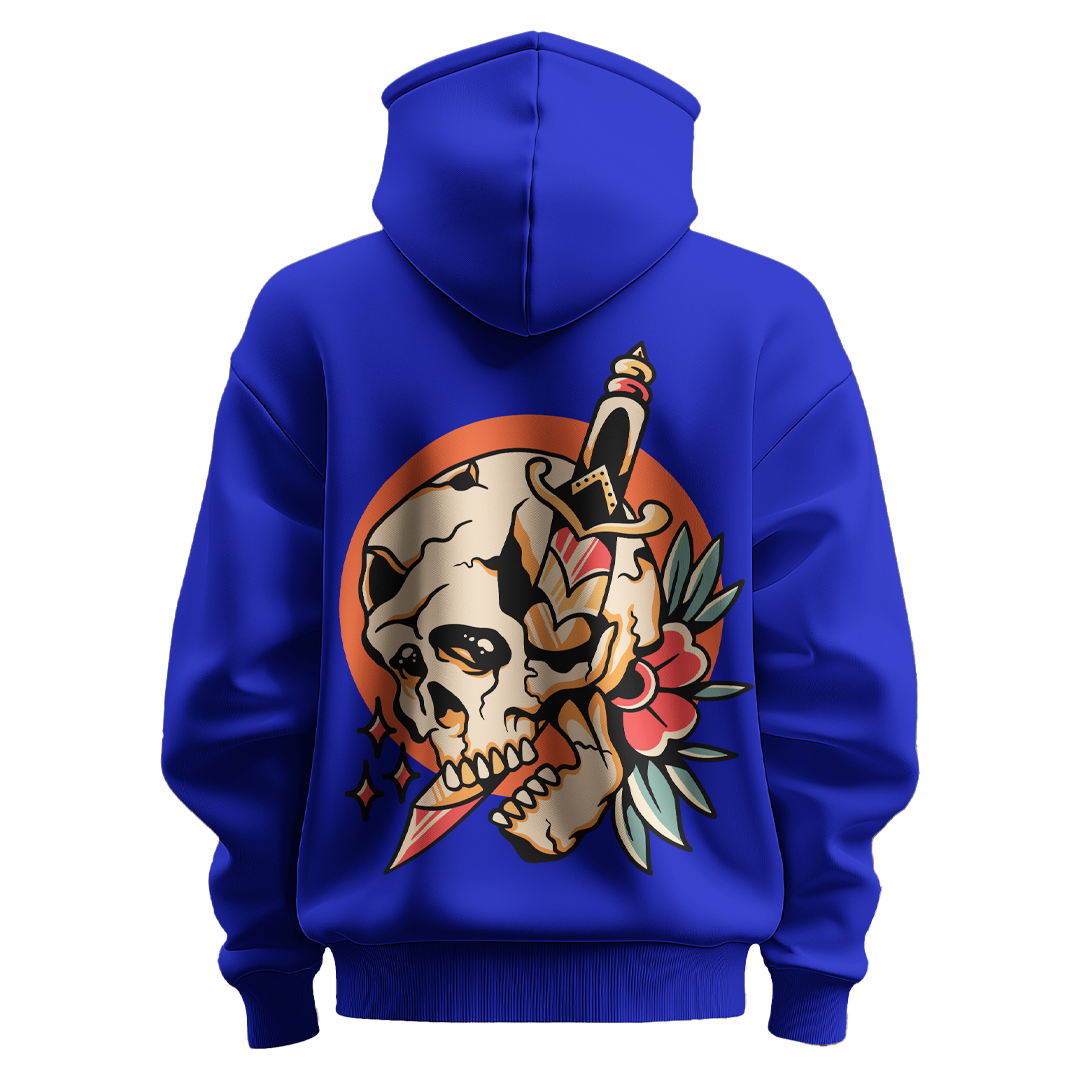 BULL CLOTHING Skull and Dagger Graphic Hoodie | Crafted from a Comfortable 60% Cotton, 40% Polyester Blend | 280 GSM for Superior Softness, Durability, and Style