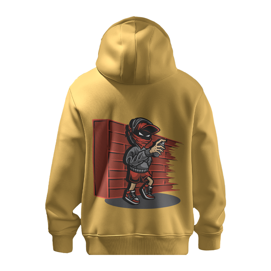 BULL CLOTHING Stylish Mens Hoodie with Urban Ninja Red & Black Painter Design, Comfortable Printed Hoodie for Cool Youth Look, Perfect for Casual Outings, Parties, and Streetwear